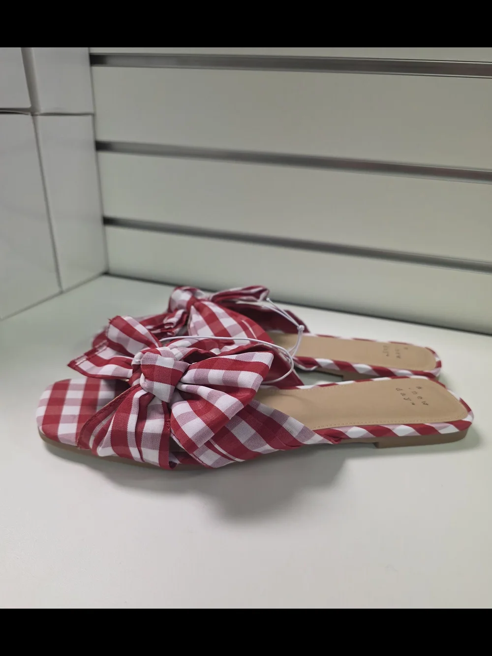 a new day Red Gingham Knot Slide Sandals